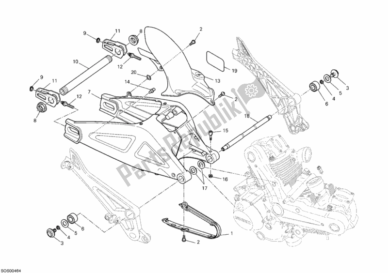 Todas las partes para Brazo Oscilante de Ducati Monster 696 USA 2012